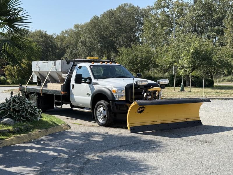 2011 Ford F-550 Dually Diesel 4X4 13-Foot Flat Deck Plow & Sander Truck display photo