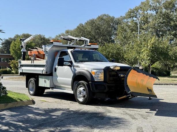 2011 Ford F-550 Regular Cab Dually 4X4 Diesel Dump Plow Truck with Crane & Sande image 1