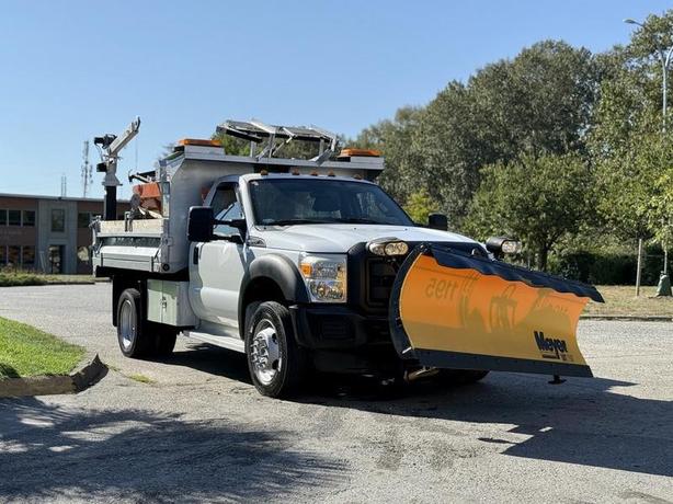 2011 Ford F-550 Regular Cab Dually 4X4 Diesel Dump Plow Truck with Crane & Sande image 2