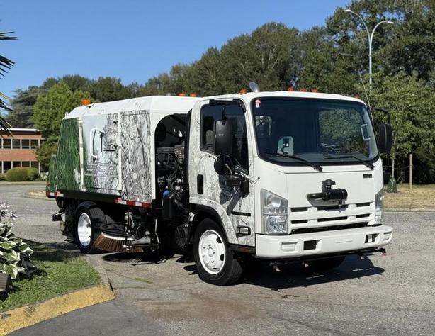 2014 Isuzu NRR Sweeper Truck with Sprayer and Dump Box image 1