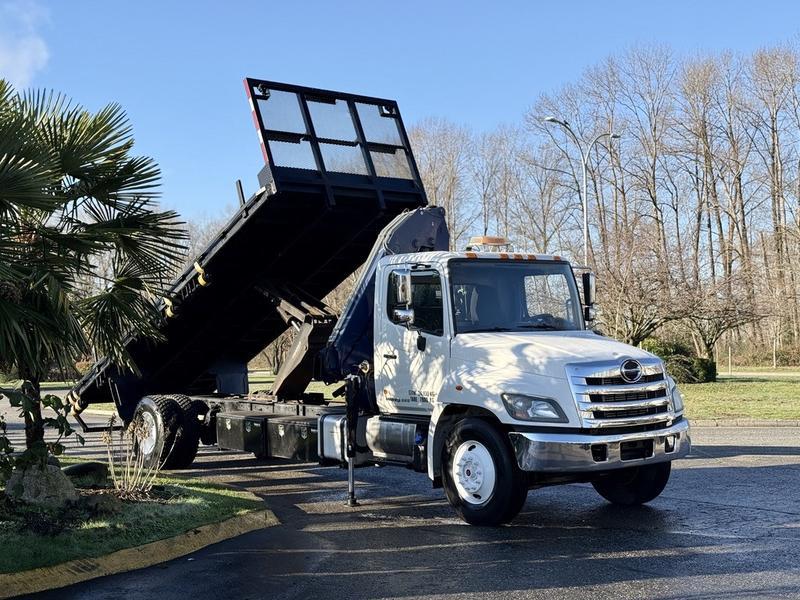 2015 Hino 358 22-Foot Flat Deck Truck with Dump Function and Amco Veba Crane display photo
