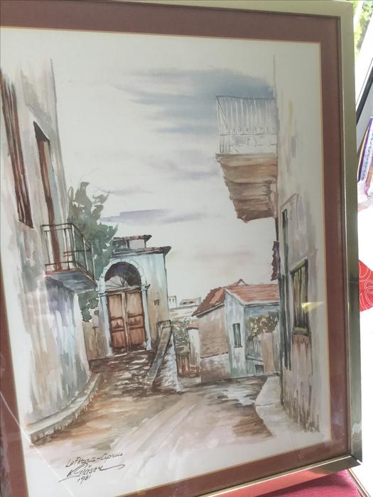 K. GIASEY Signed * Framed ** Watercolour * Lefkara Cyprus 1981 display photo