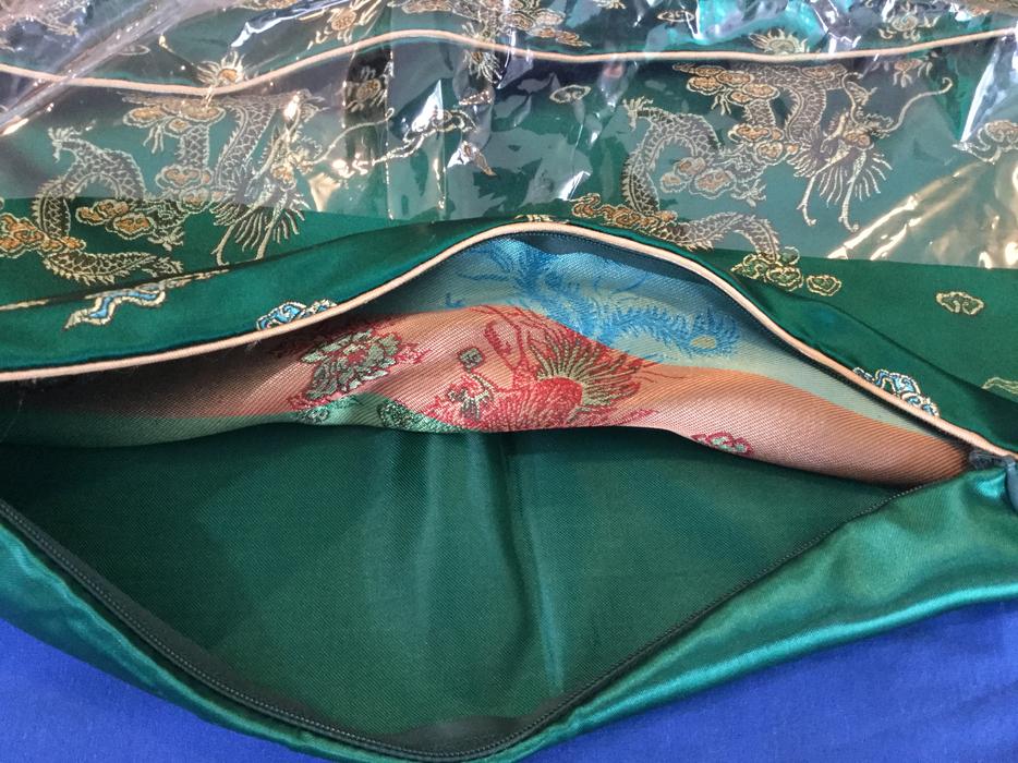 CUSHION/PILLOW COVERS ** (2)  Emerald Green Brocade Chinese display photo