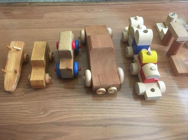 WOODEN BLOCKS, CARS, and TRAIN image 1