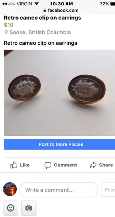 cameo  clip on earrings display photo