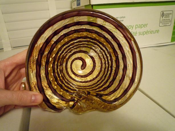 Hand Made Gold leaf Infused Glass Decorative Dish or Ashtray image 1