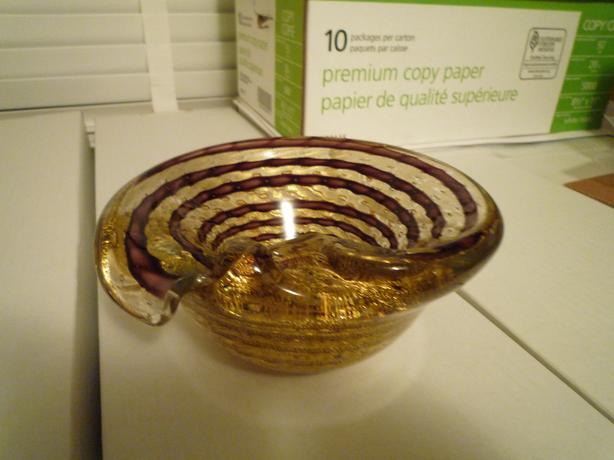 Hand Made Gold leaf Infused Glass Decorative Dish or Ashtray image 2