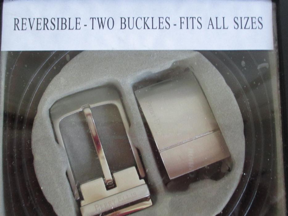 Black/Brown Reversible Belt with Two Buckles display photo