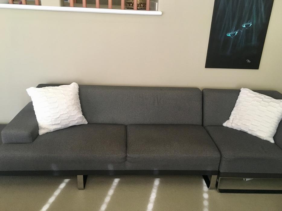 CUSTOM MADE COUCH/SOFA/SECTIONAL with attached END TABLE display photo