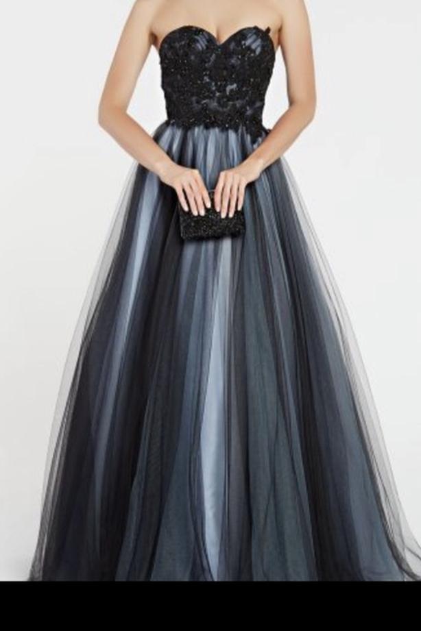 Prom/Ball gown Black/Blue - size 14/15 image 3