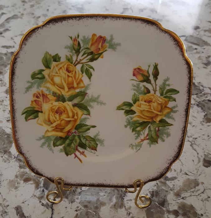 ROYAL ALBERT "TEA ROSE" SQUARE DESSERT PLATES - 4 available display photo