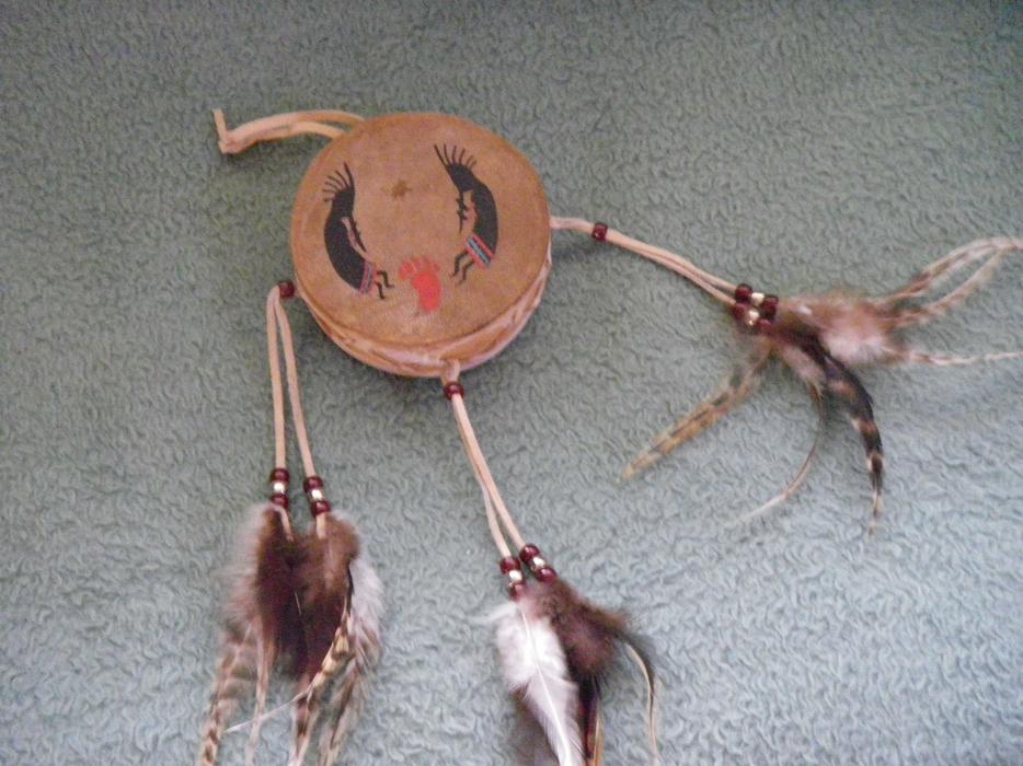 Anasazi Miniature Hand-Painted Leather Drum display photo