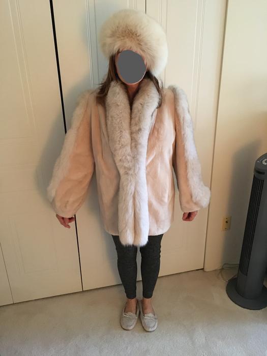 Scuby Furs fox trim coat and matching fox fur hat. display photo