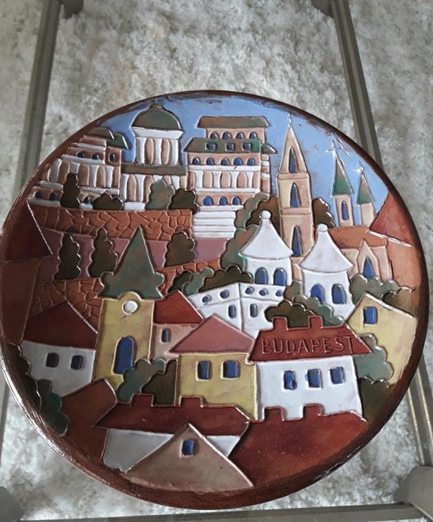 Large Decorative Hand Painted Plate Wall Hanging Budapest image 1