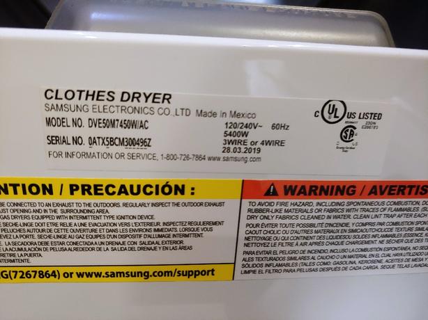 2019 Samsung 5.0 White Top Load Washer & Samsung 7.4 Dryer with Steam image 5