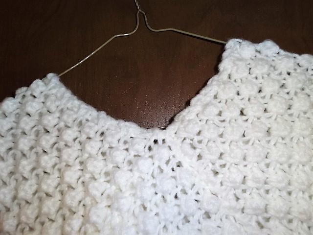 HANDMADE KNITTED WHITE PONCHO display photo
