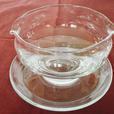 Very Rare Hand Blown Glass two Spouts Gravy Boat With Attached Underplate. thumbnail image 1