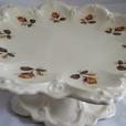 Magnificent Vintage Cake Stand Floral Yellow Roses Scalloped Porcelain thumbnail image 1