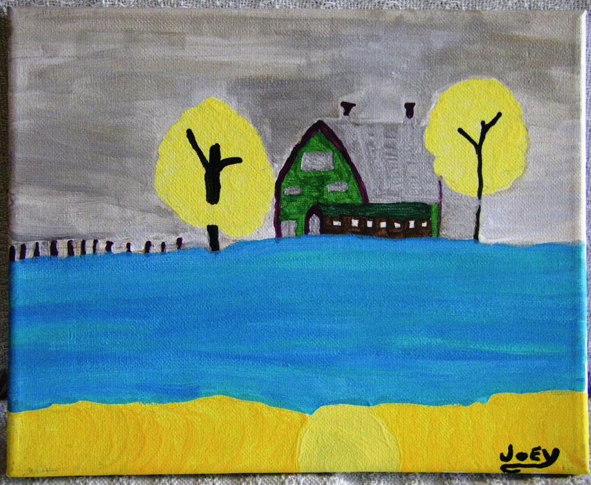 "Blue Acres".  Acrylic Artwork.  8 x 10. display photo