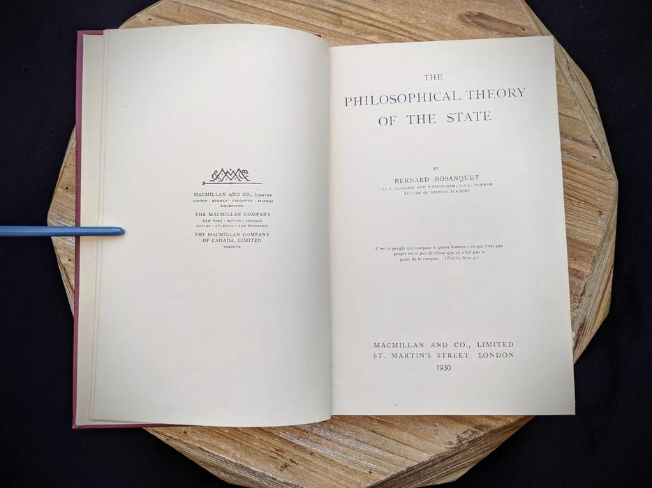 1930 The Philosophical Theory of the State – Signed by Author H.S Harris display photo