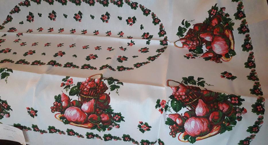 Brand New Heritage Nappes Linen Fruits Flowers Printed Tablecloth display photo