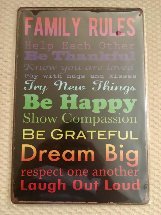 FAMILY RULES (METAL SIGN FOR HOME) display photo