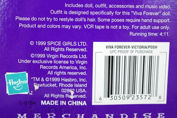 Spice Girls Doll - Victoria Beckham Posh Spice Viva Forever With VHS display photo