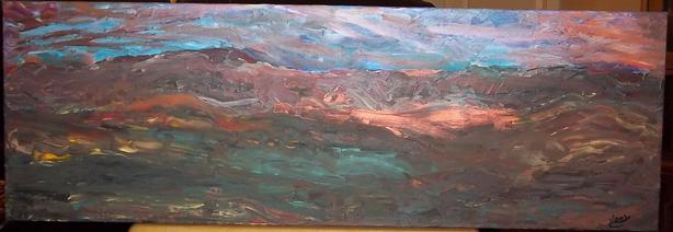 "Tides of Time".  12 x 36 x 1.5 inches.  Acrylic. image 1