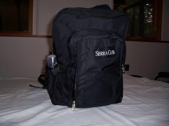 backpack, water bag, soap display photo