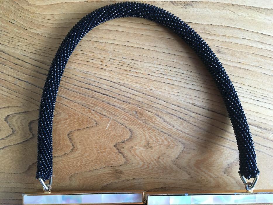 Vintage Black Beaded Clutch Purse 1950's display photo