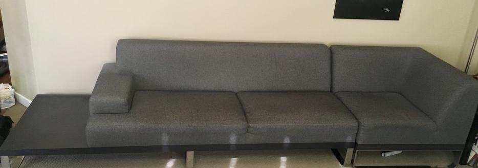 CUSTOM MADE COUCH/SOFA/SECTIONAL with attached END TABLE display photo