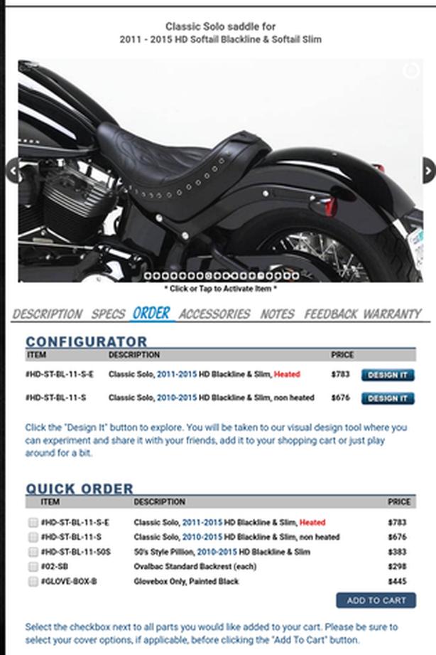 CORBIN Classic Solo Leather Saddle Seat (HD Softail Blackline Motorcycle) image 7